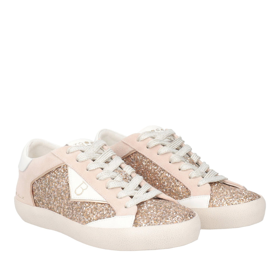 SNEAKER SIRIUS IN PELLE CON GLITTER COLORE ORO