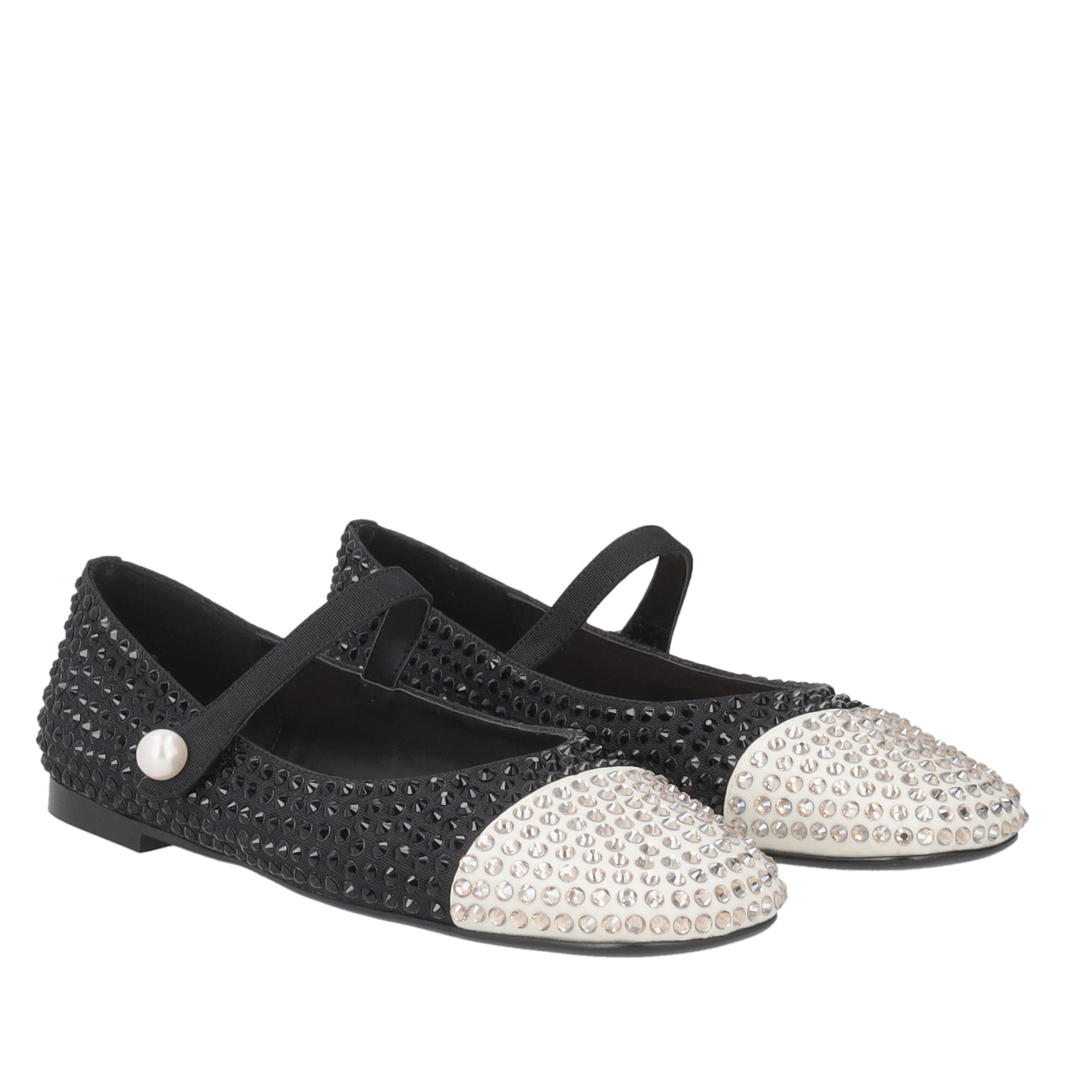 ToscaBlu ballerina eden in pelle con strass colore avorio nero ss2515s140 08n_1