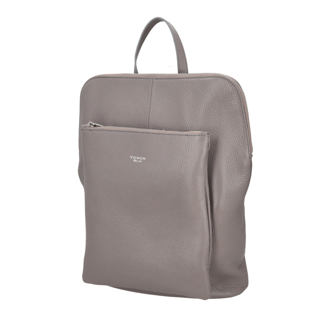 ZAINO IN PELLE CON CHIUSURA A ZIP COLORE GRIGIO CHIARO