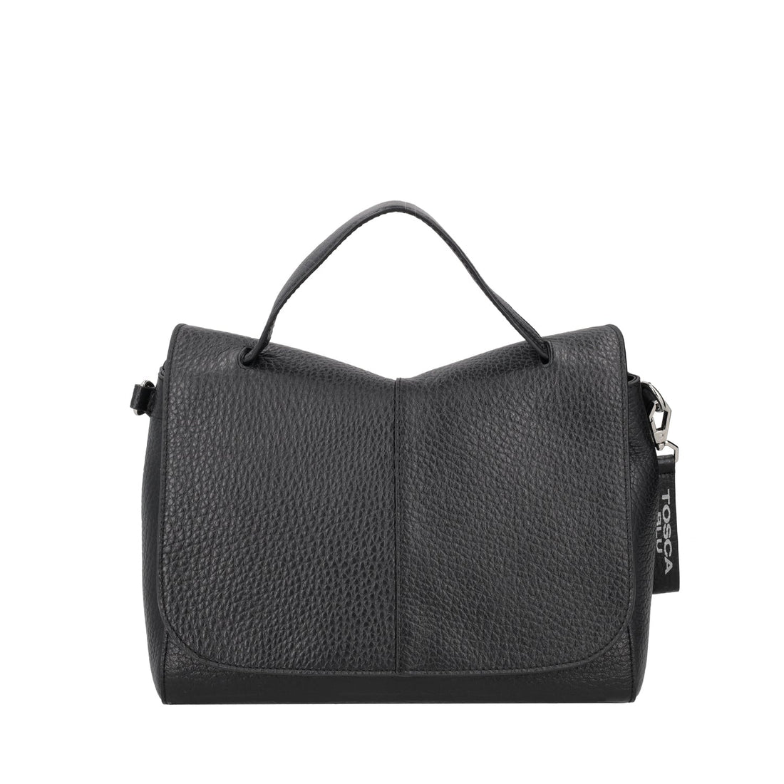 BLACK SIERRA LEATHER HANDBAG WITH FLAP