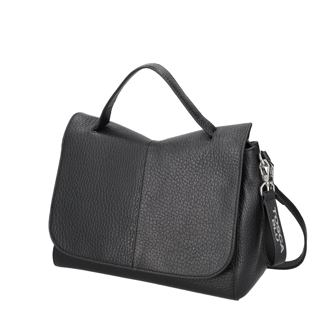 BLACK SIERRA LEATHER HANDBAG WITH FLAP