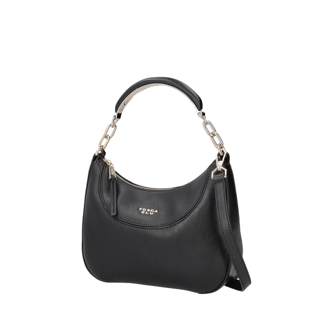 BLACK BOSTON LEATHER SHOULDER BAG