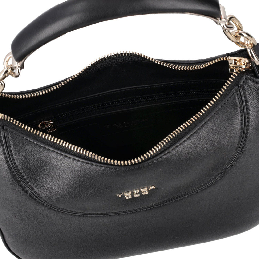 BLACK BOSTON LEATHER SHOULDER BAG