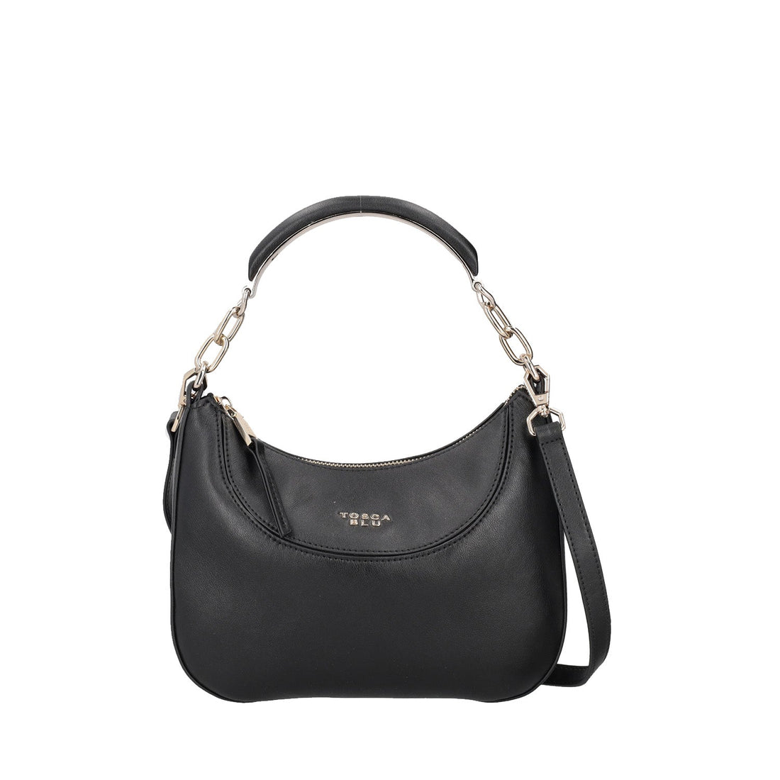 BLACK BOSTON LEATHER SHOULDER BAG