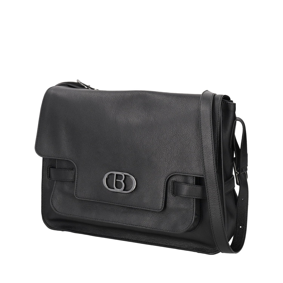 BLACK LARGE ETNA SHOULDER BAG WITH FLAP