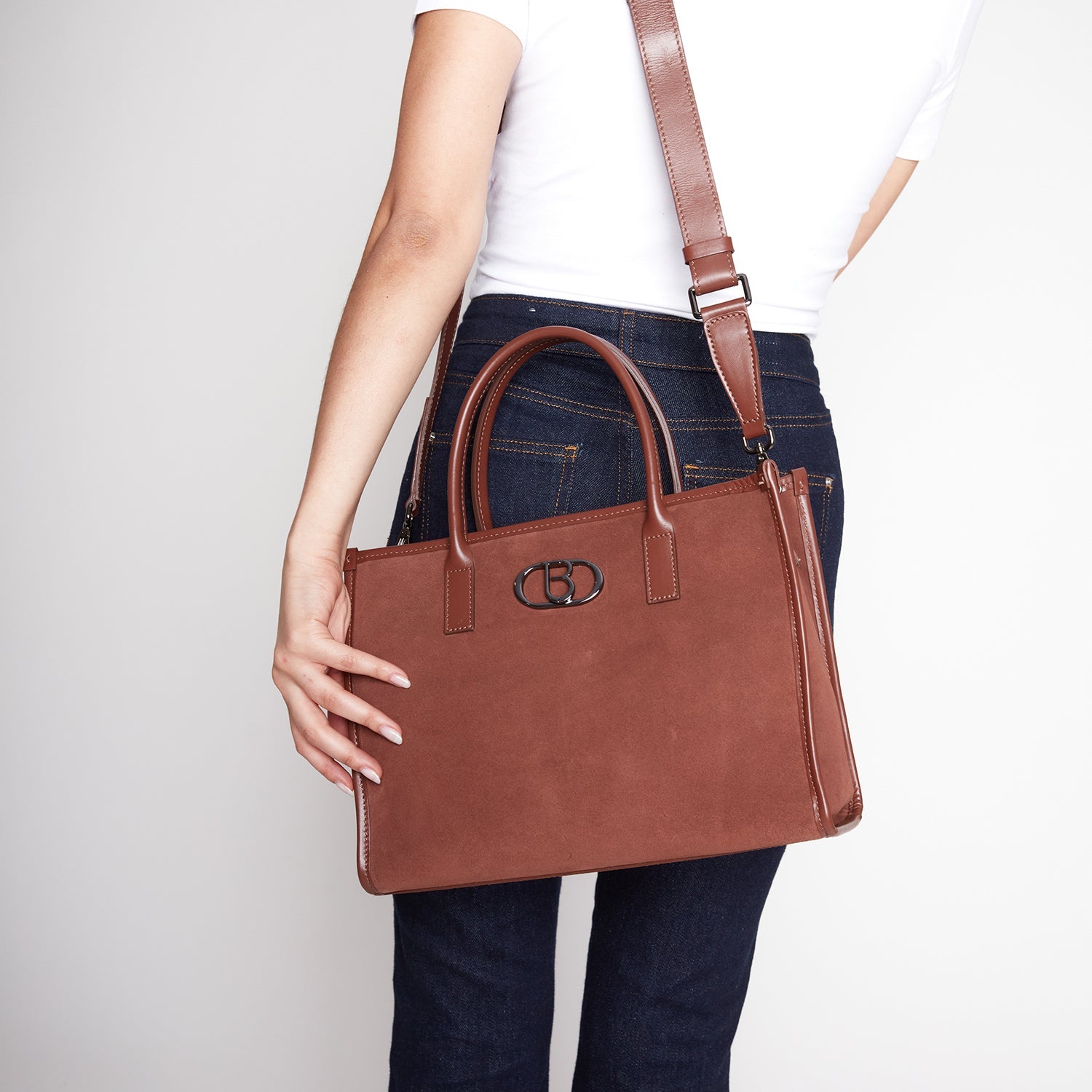 BROWN MONTANA TOTE BAG IN SUEDE LEATHER