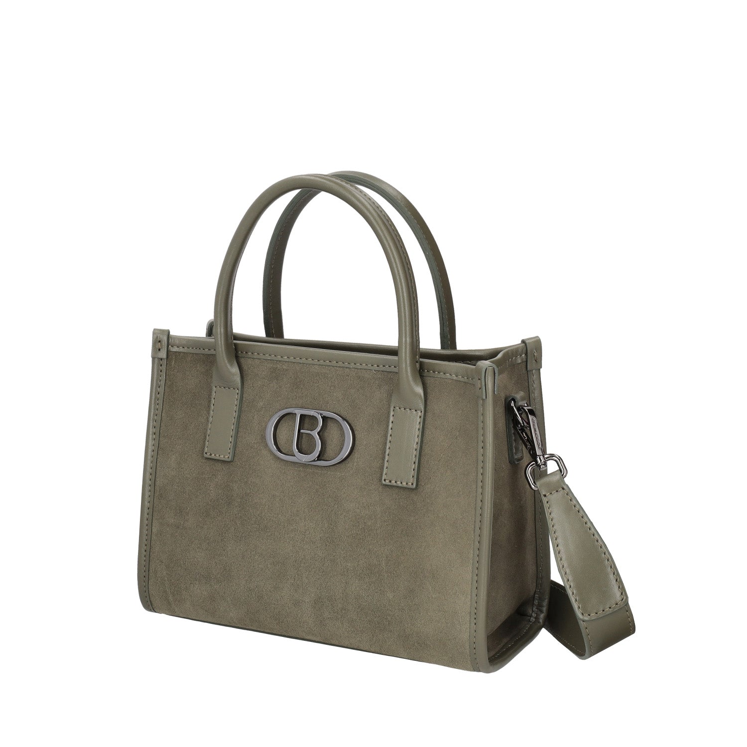 TOTE MEDIA MONTANA IN PELLE SCAMOSCIATA COLORE VERDE