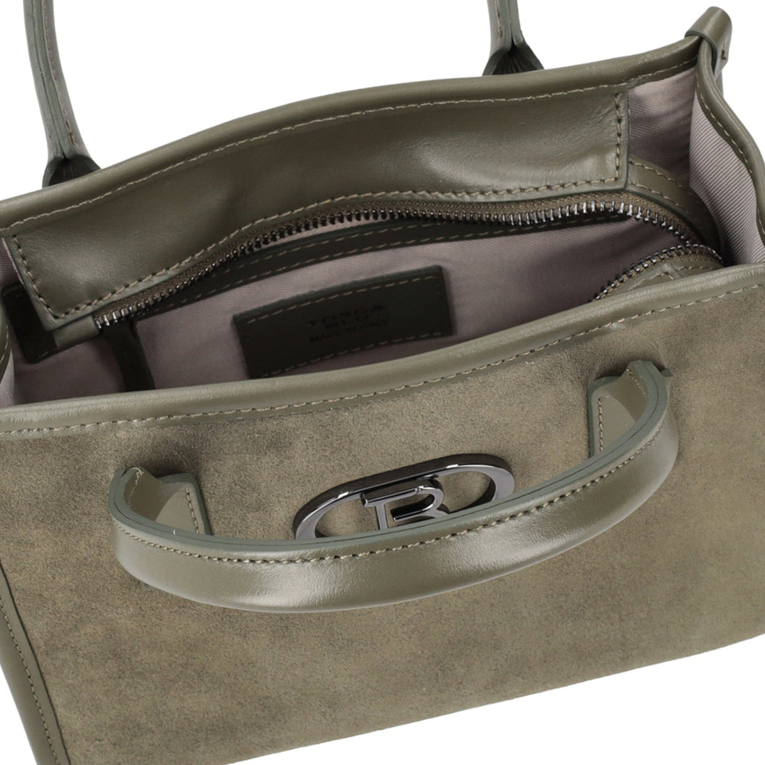 TOTE MEDIA MONTANA IN PELLE SCAMOSCIATA COLORE VERDE