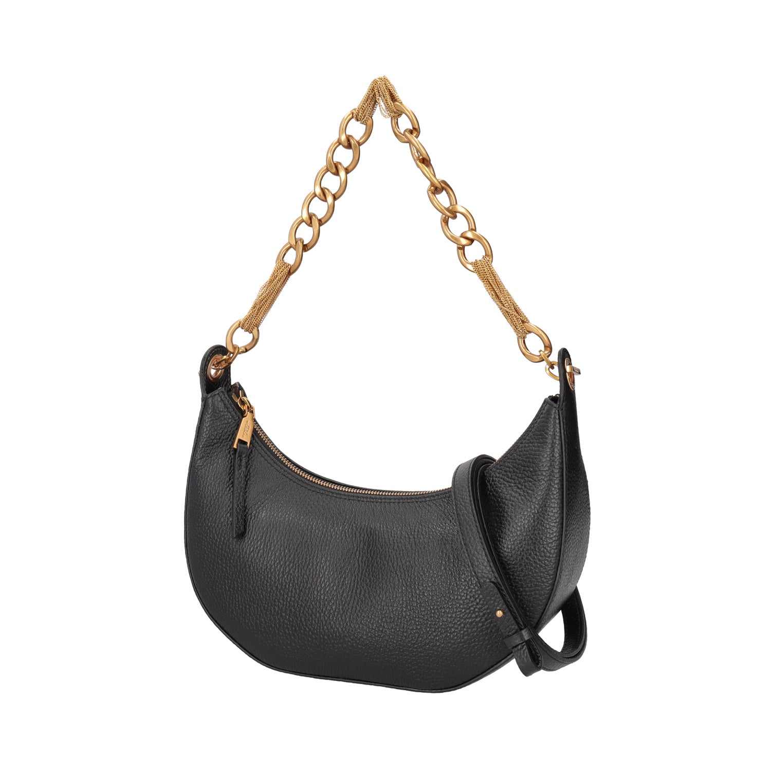 BLACK OLYMPUS HALF MOON BAG WITH CHAIN