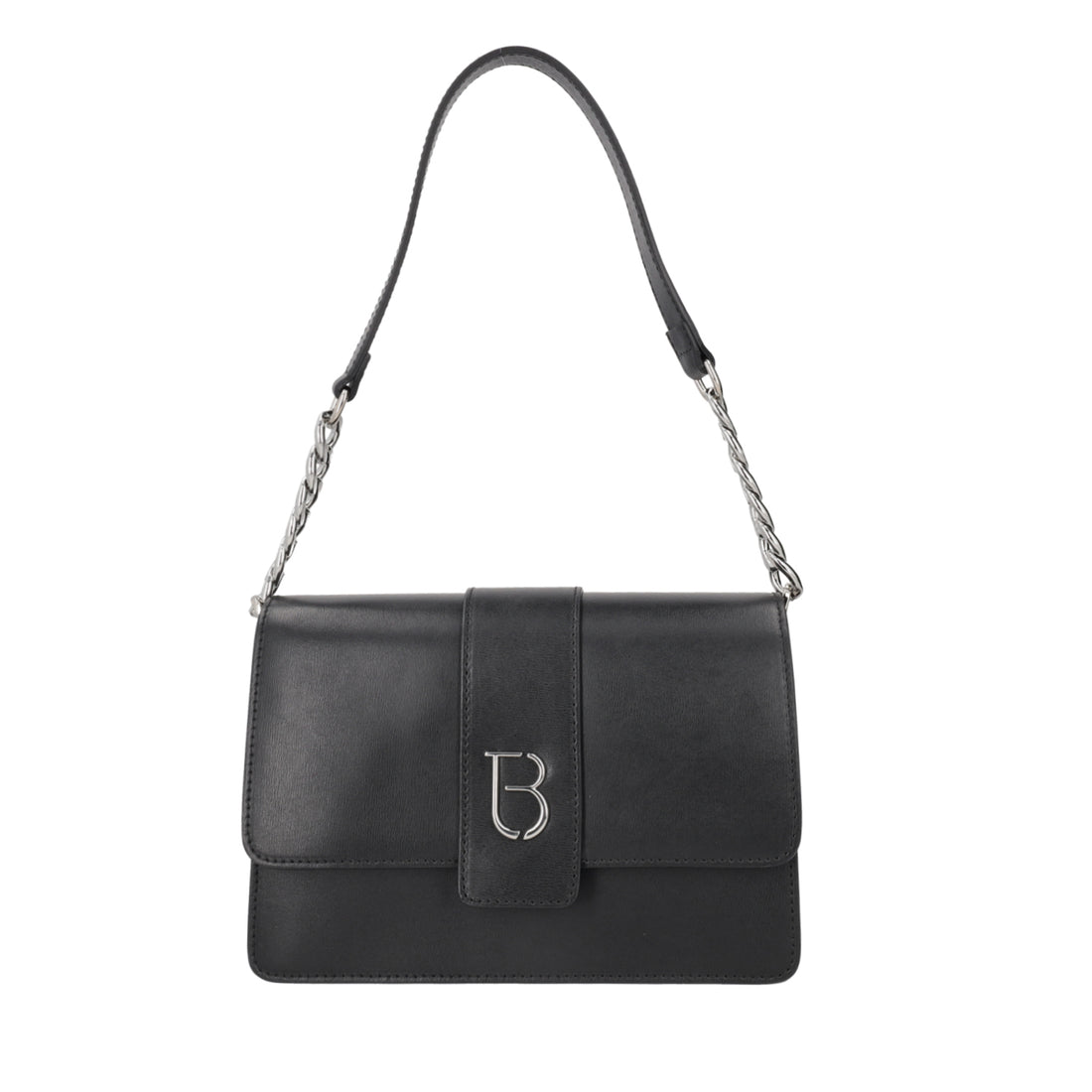 BLACK VANCOUVER LEATHER CROSSBODY BAG WITH FLAP