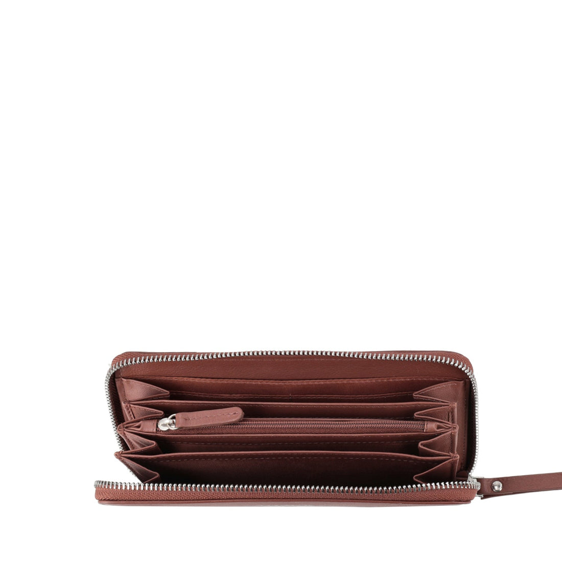 BROWN ZIP AROUND BASIC WALLETS