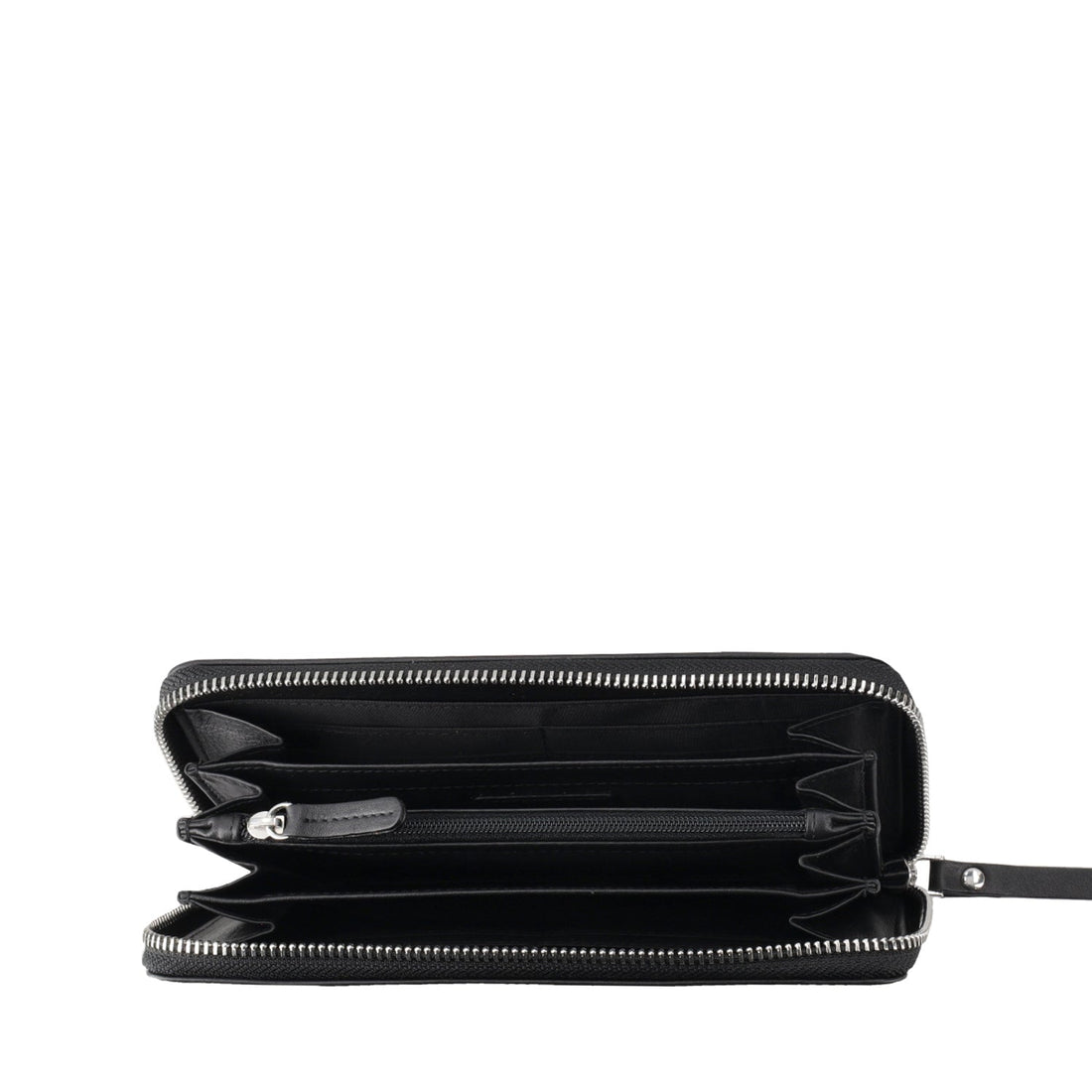 BLACK ZIP AROUND BASIC WALLETS