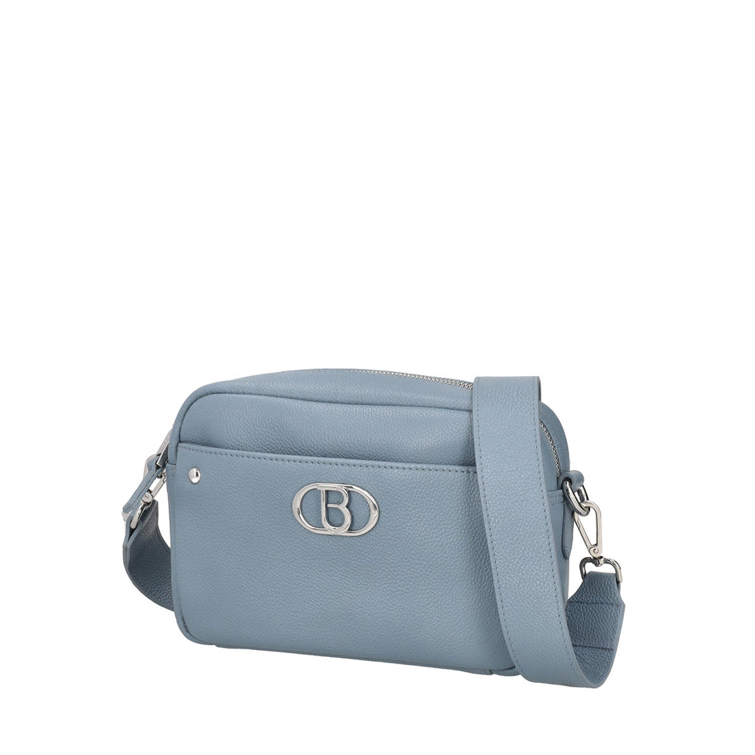 CAMERA BAG IN PELLE CON LOGO COLORE BLU AVIO