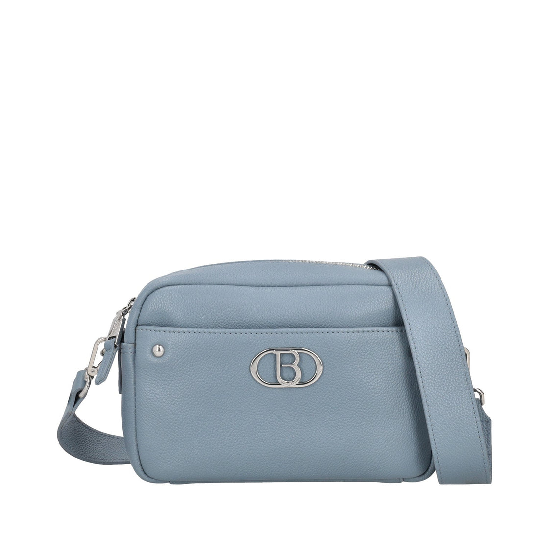 CAMERA BAG IN PELLE CON LOGO COLORE BLU AVIO