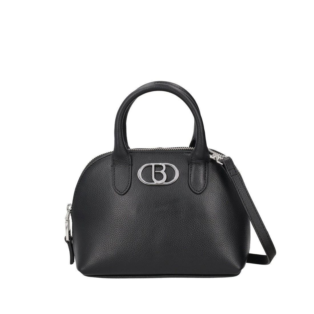 BLACK HANDBAG WITH LEATHER SHOULDER STRAP