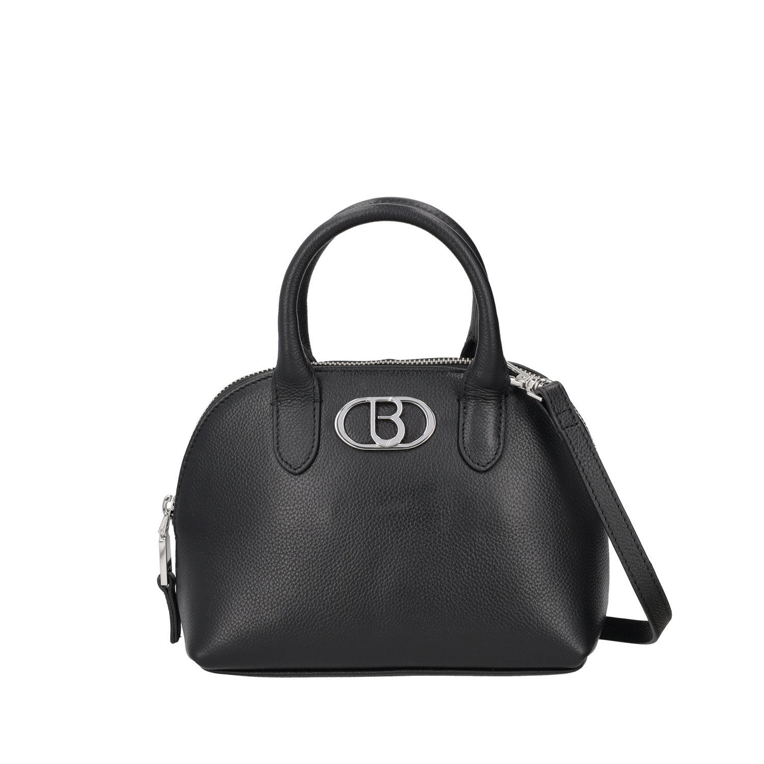 BLACK HANDBAG WITH LEATHER SHOULDER STRAP