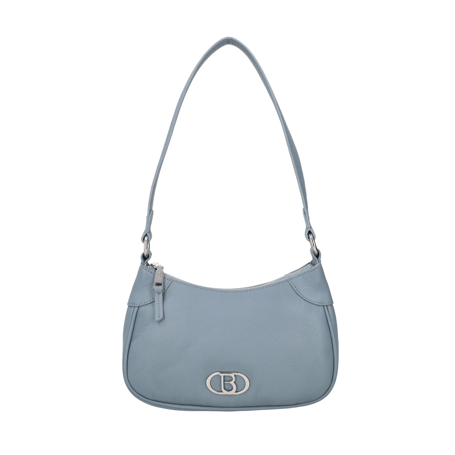 AVIATOR BLUE LEATHER SHOULDER BAG WITH LOGO