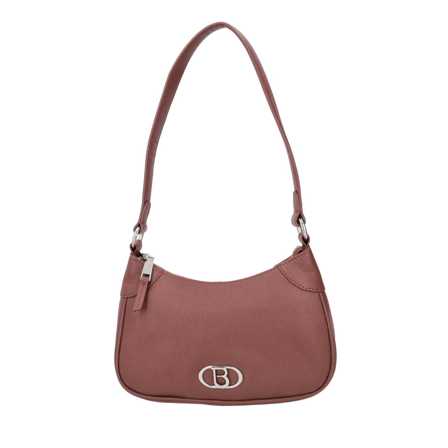 BROWN LEATHER SHOULDER BAG WITH LOGO