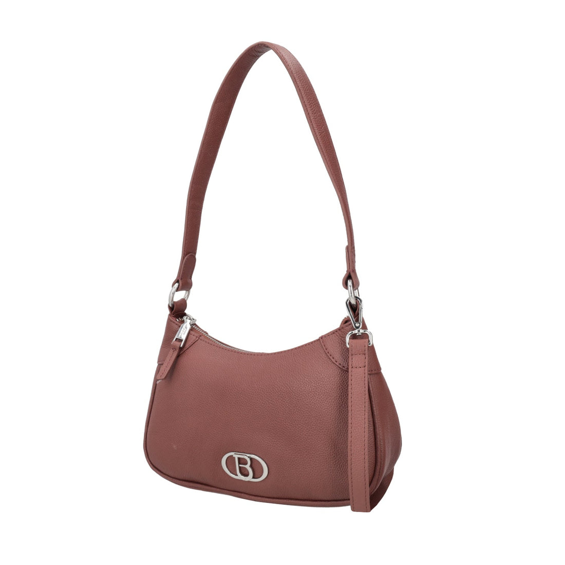 BROWN LEATHER SHOULDER BAG WITH LOGO