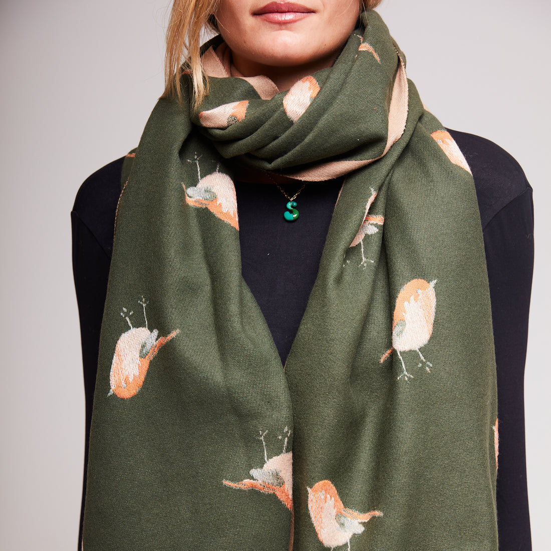 GREEN JENNY SCARF WITH PRINT