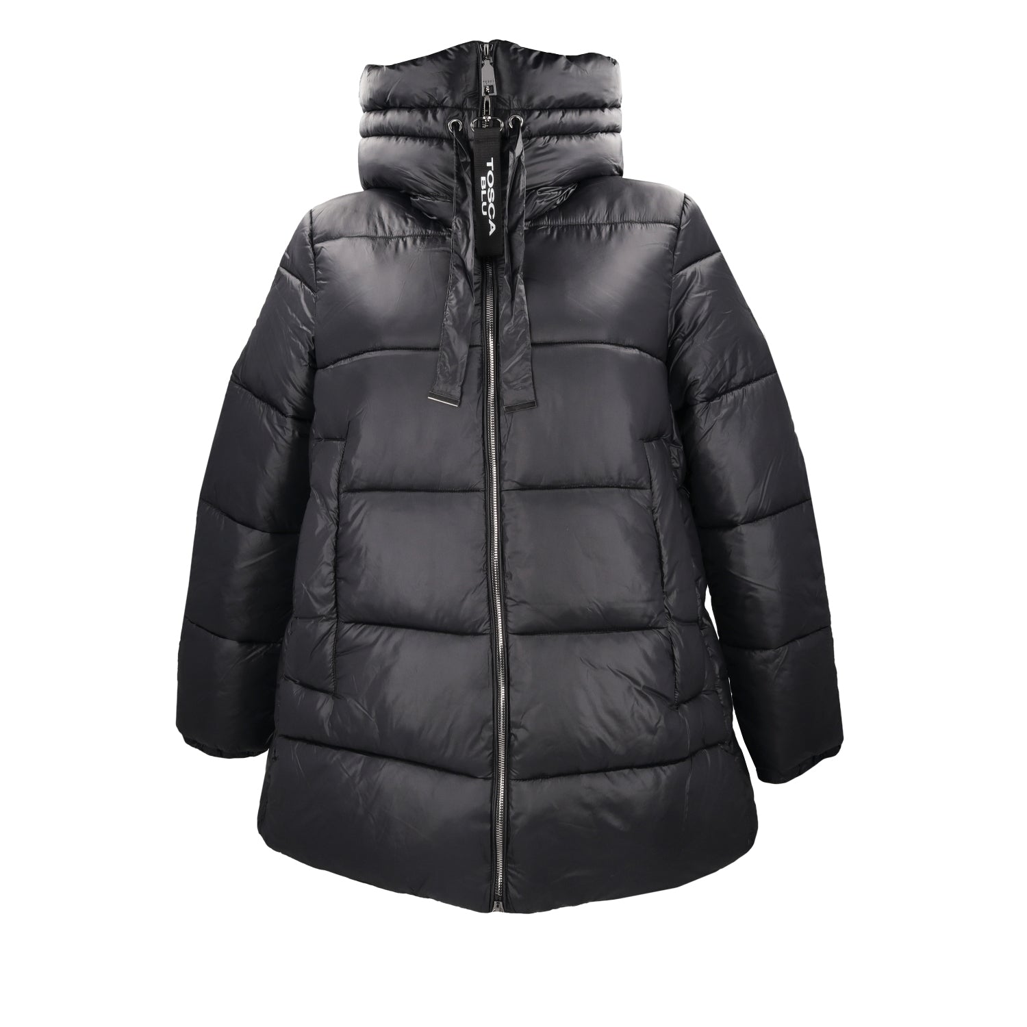 BLACK SHORT DOWN JACKET WITH INTERNAL HOOD