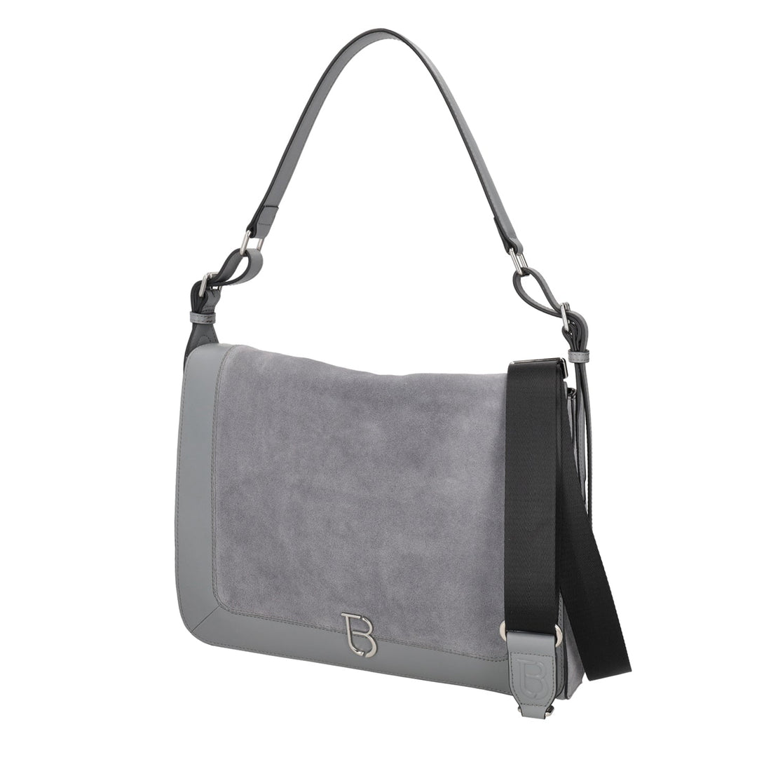 BORSA A SPALLA DENVER IN PELLE SCAMOSCIATA COLORE GRIGIO CHIARO