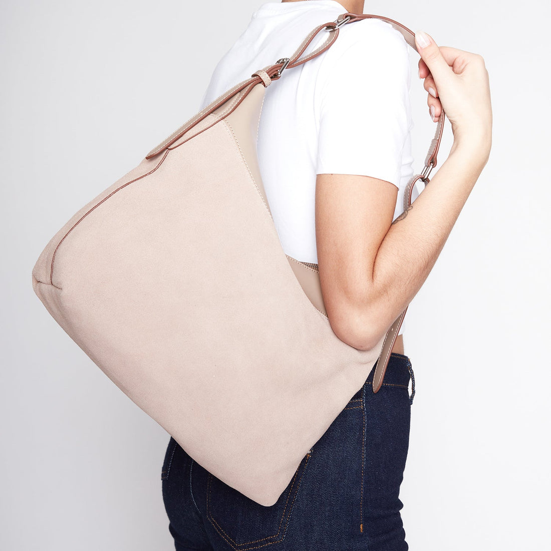 BEIGE DENVER BAG IN SUEDE LEATHER