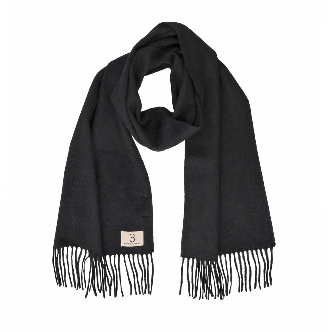 BLACK WOOL SCARF