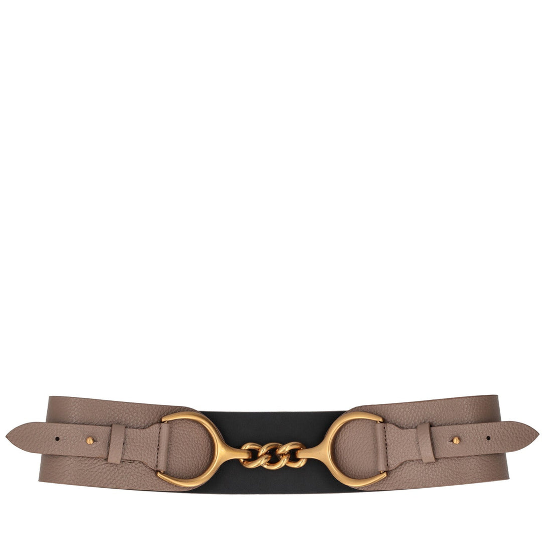 MUD MAXI LEATHER BELT WITH GOLDEN ACCESSORY