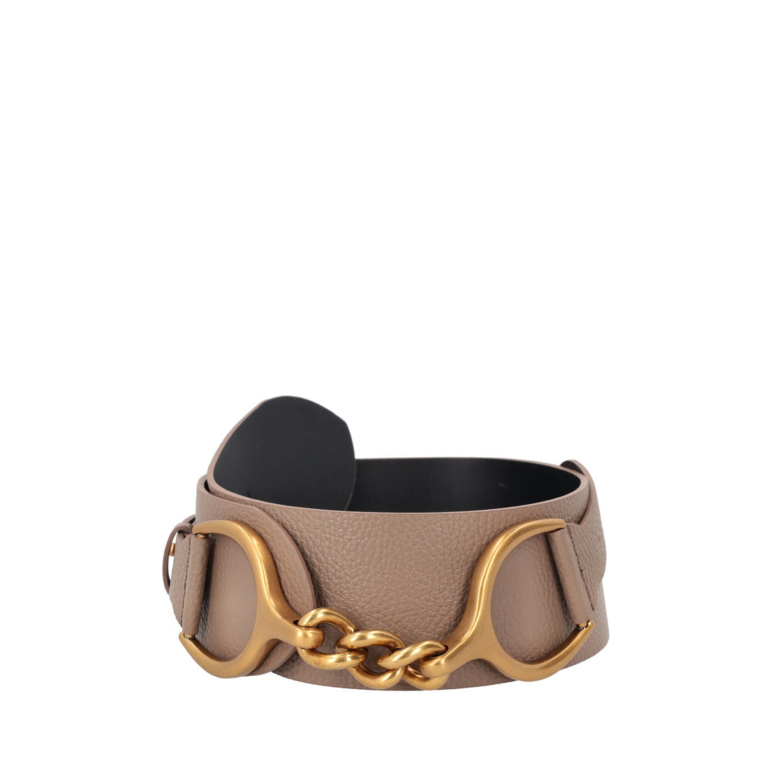 MUD MAXI LEATHER BELT WITH GOLDEN ACCESSORY