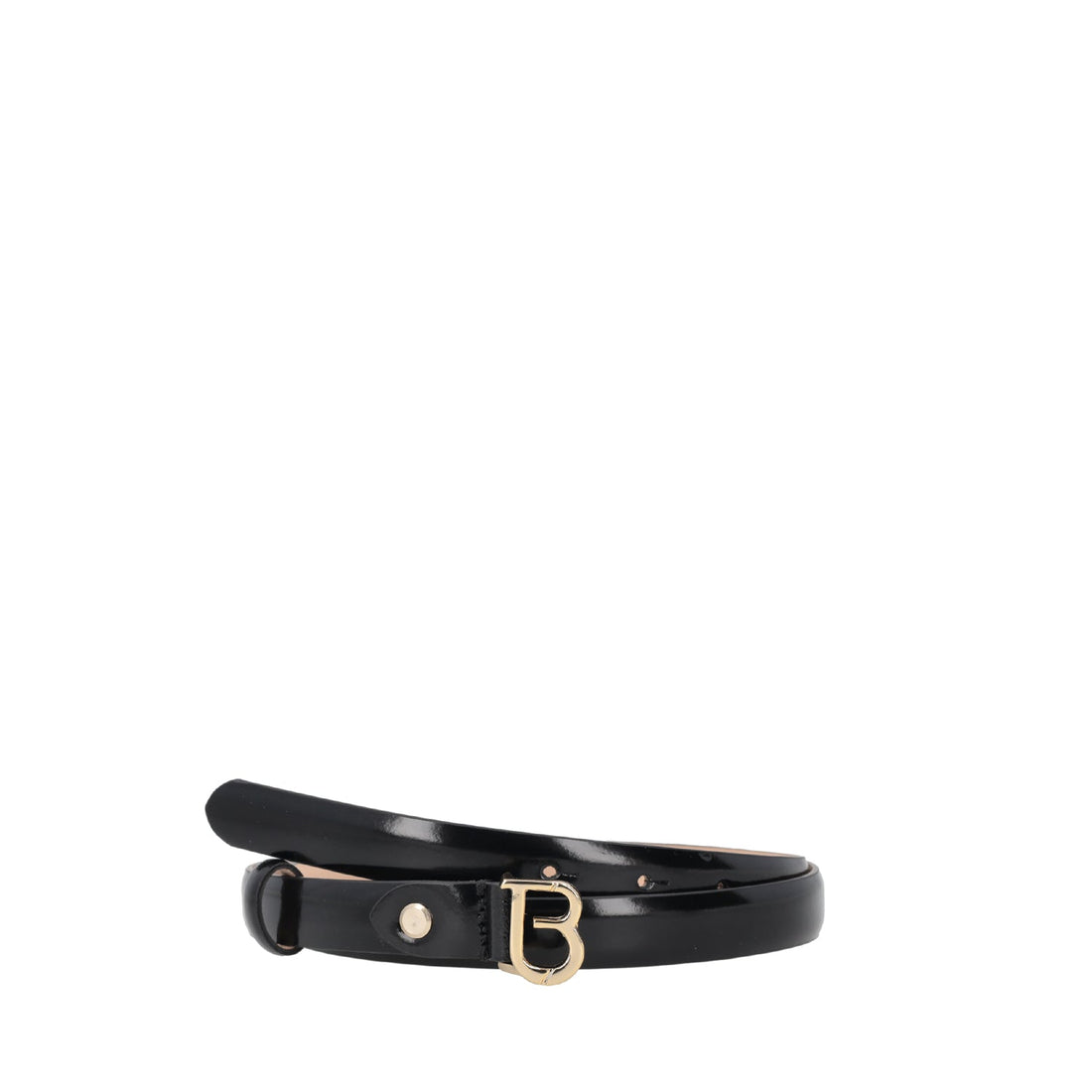 BLACK LEATHER BELT WITH LOGO