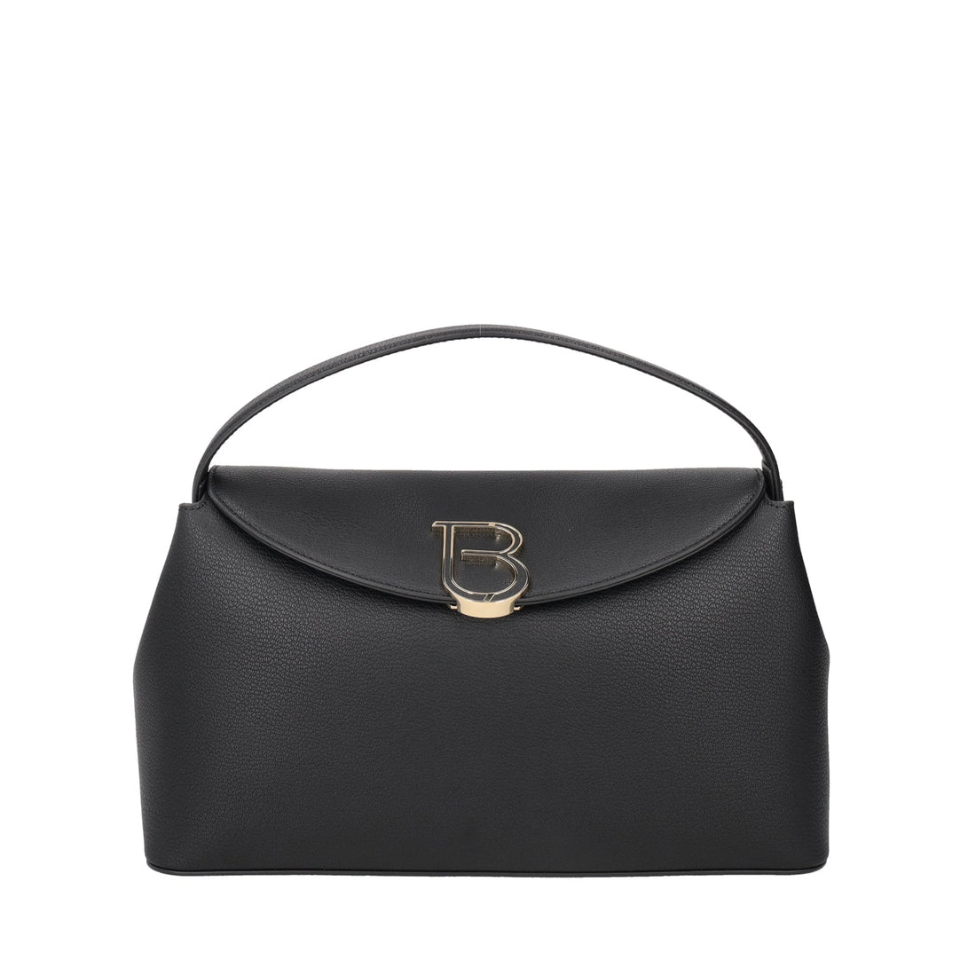 BLACK MEGEVE HANDBAG WITH LOGO