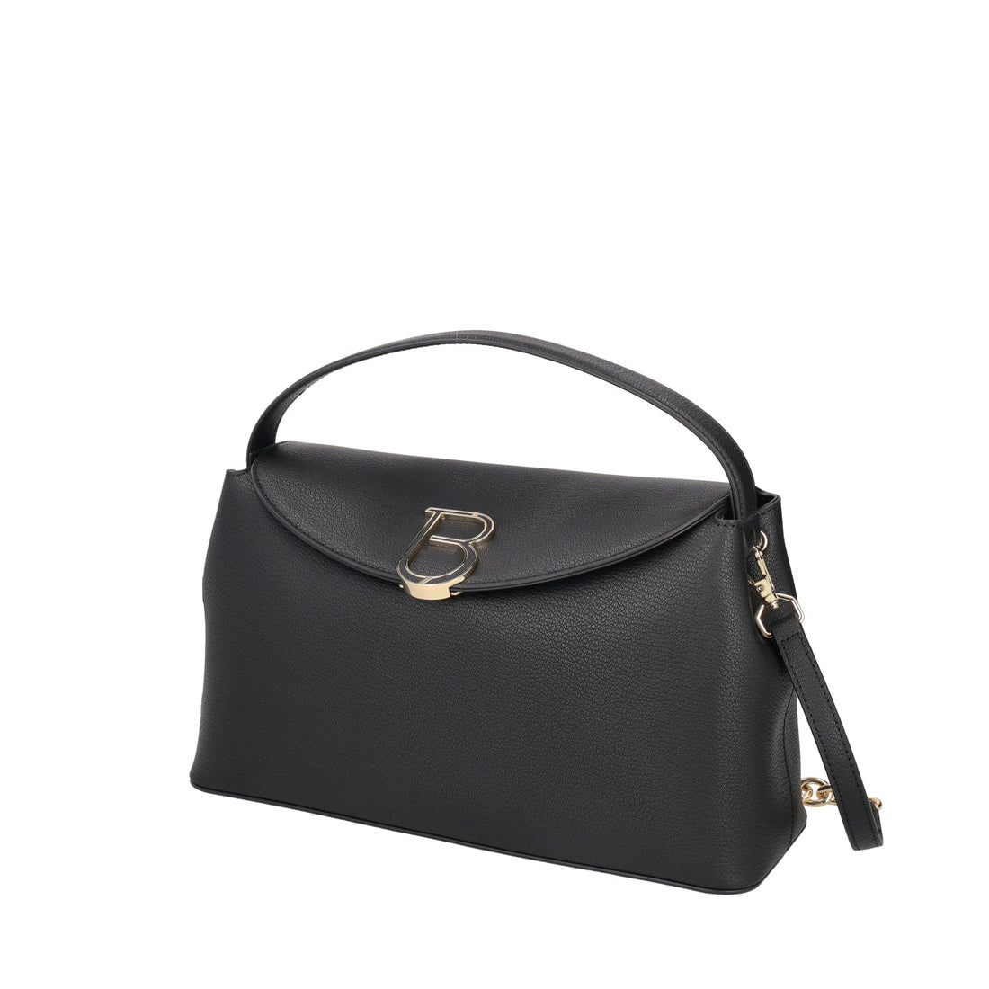 BLACK MEGEVE HANDBAG WITH LOGO