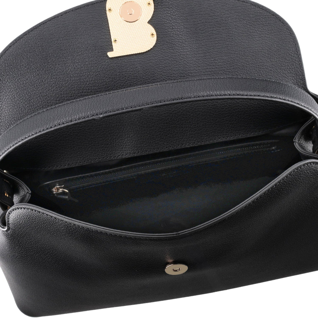 BLACK MEGEVE HANDBAG WITH LOGO