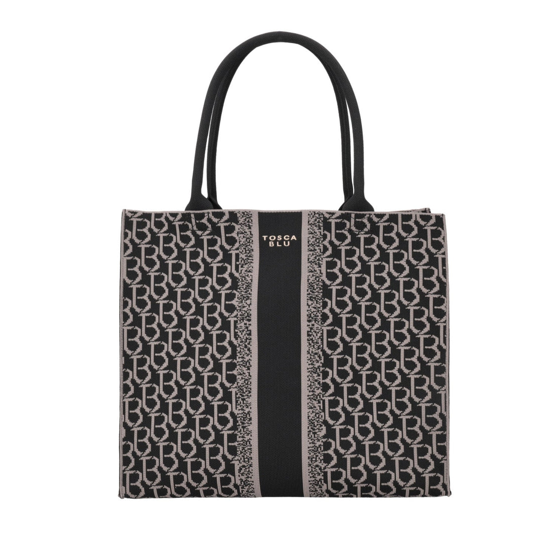 BLACK MONOGRAM SHOPPING BAG SAINT TROPEZ