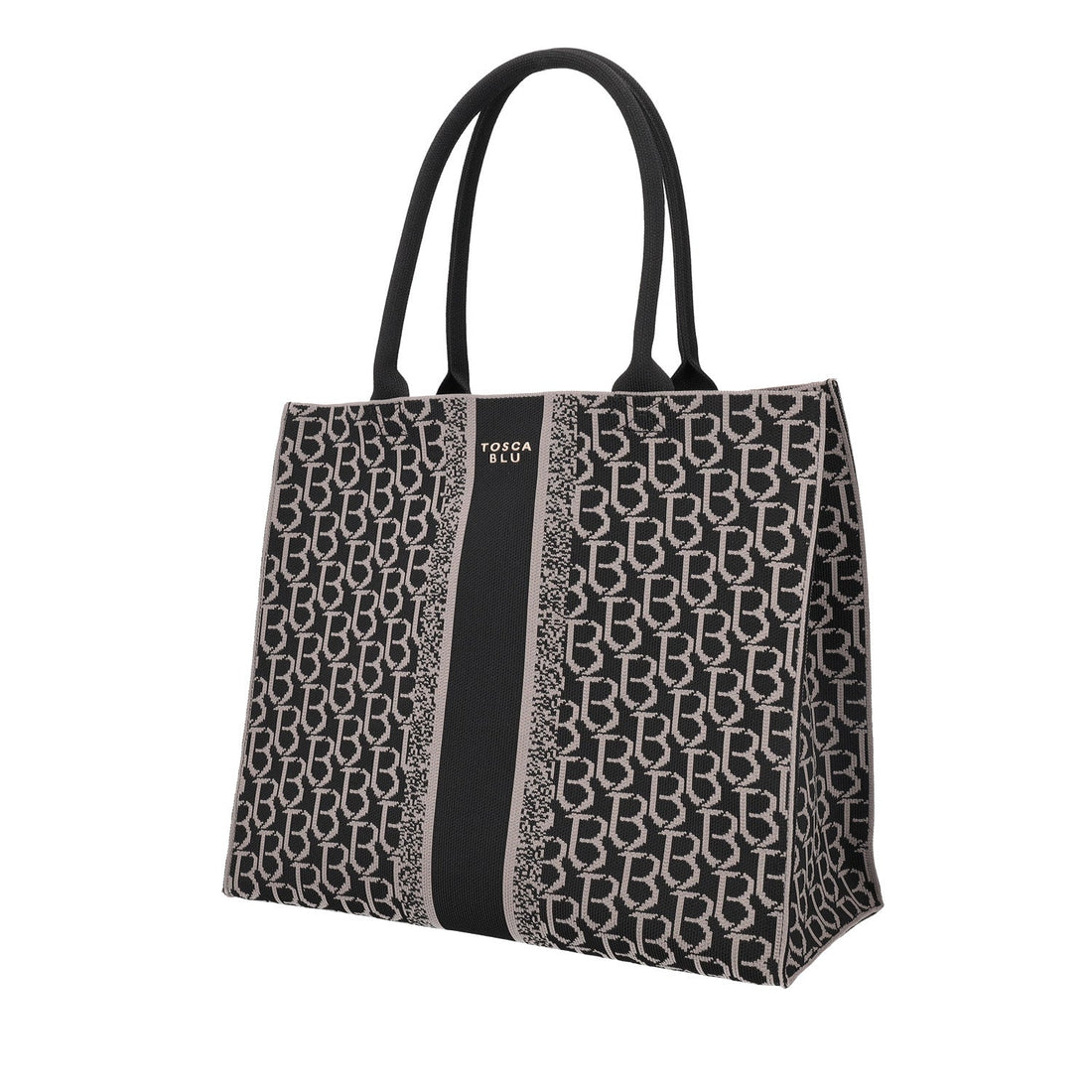 BLACK MONOGRAM SHOPPING BAG SAINT TROPEZ