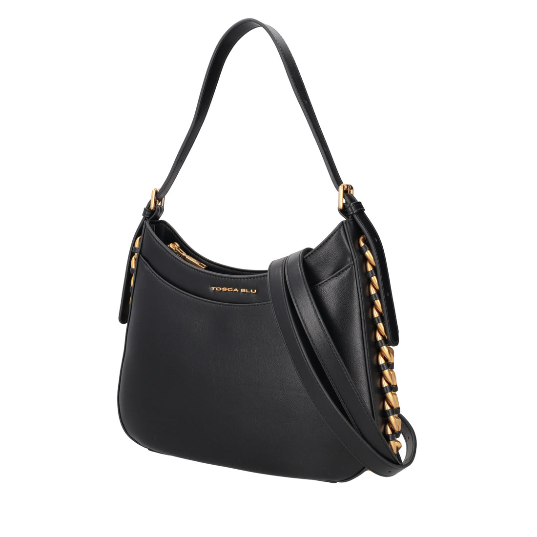 BLACK KATE HOBO BAG WITH CHAIN