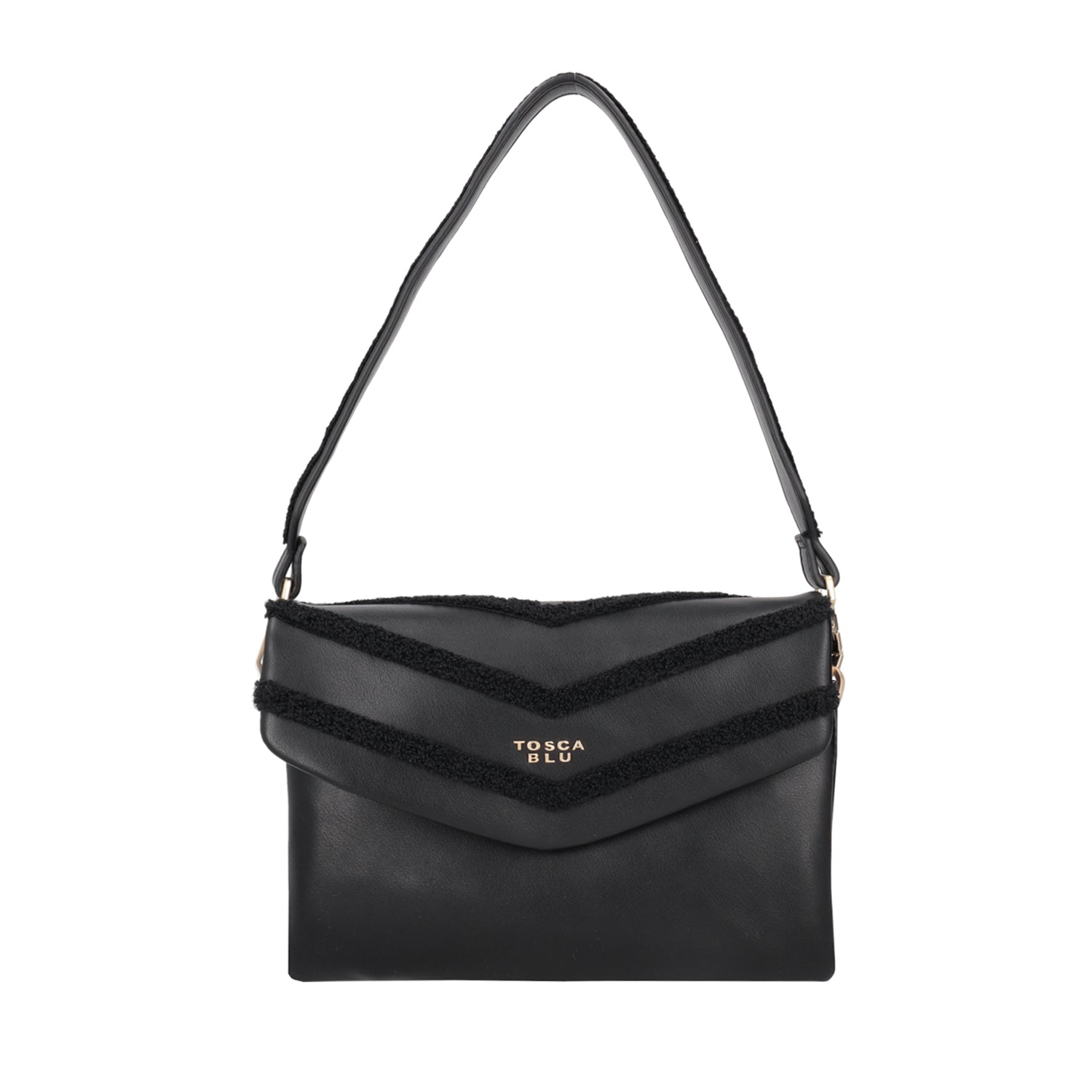 BLACK LOUISE CROSSBODY BAG WITH FLAP