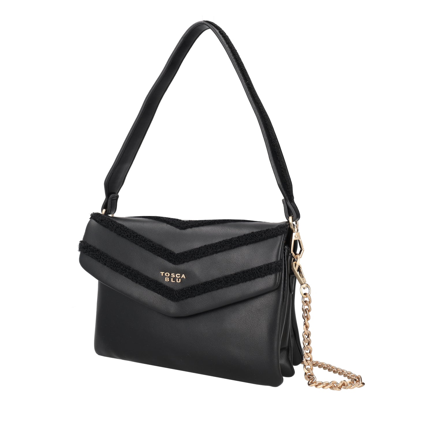 BLACK LOUISE CROSSBODY BAG WITH FLAP