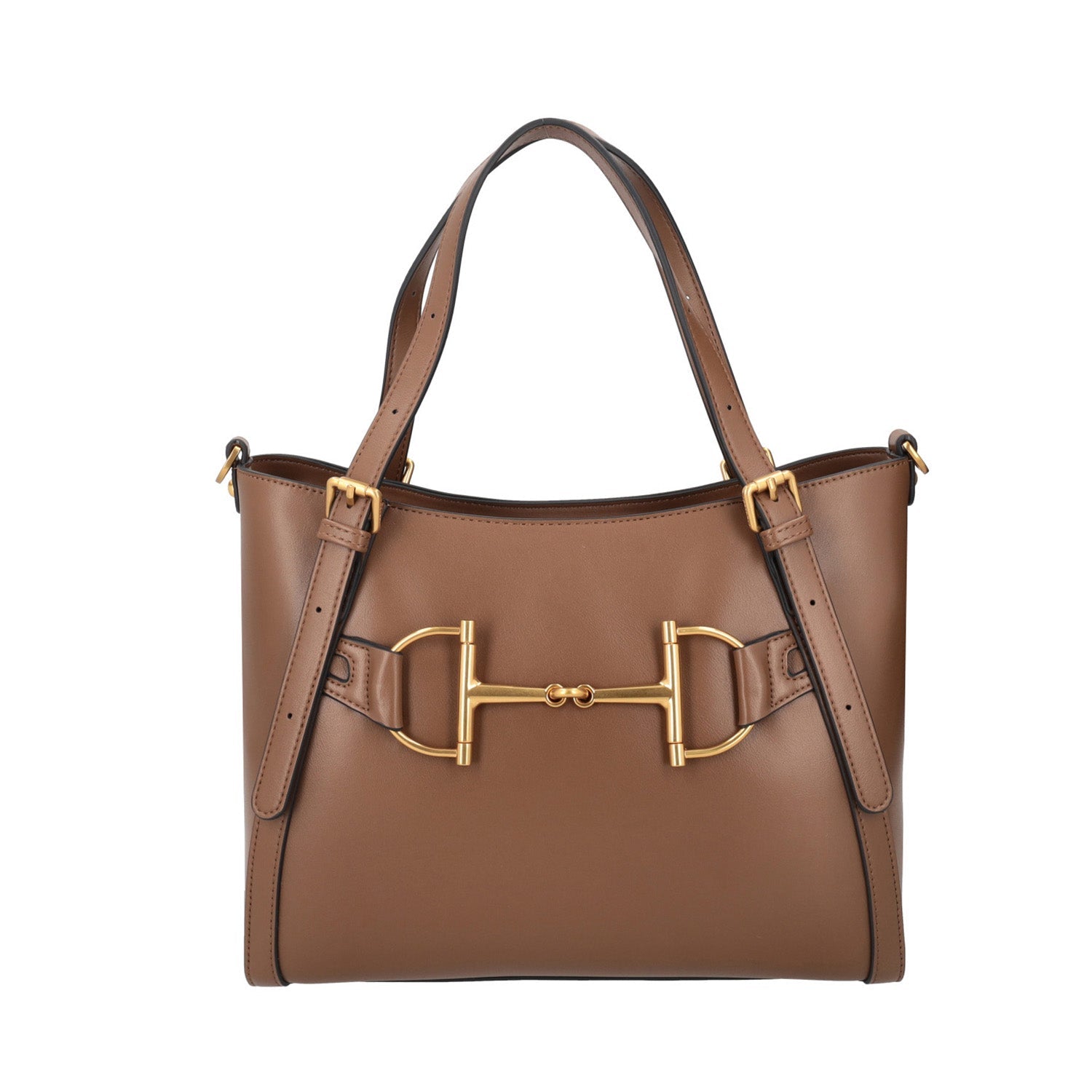 BROWN TAYLOR SHOPPING BAG WITH CLAMP ACCESSORY