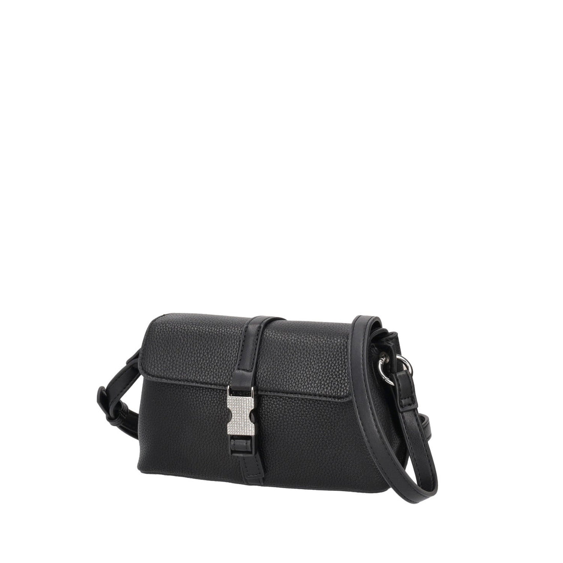 BLACK CAMILLE CROSSBODY BAG WITH RHINESTONES CLOSURE