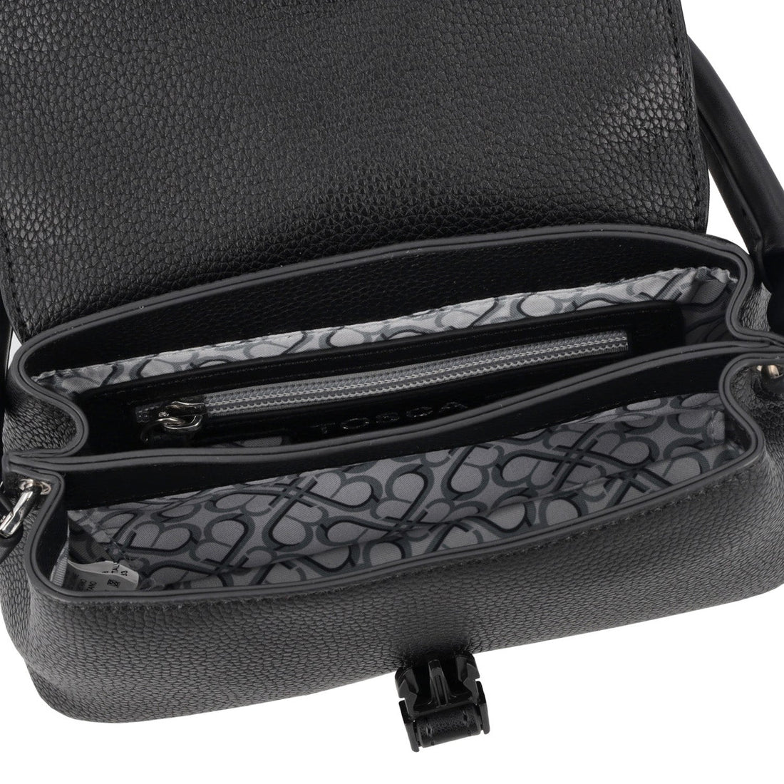 BLACK CAMILLE CROSSBODY BAG WITH RHINESTONES CLOSURE