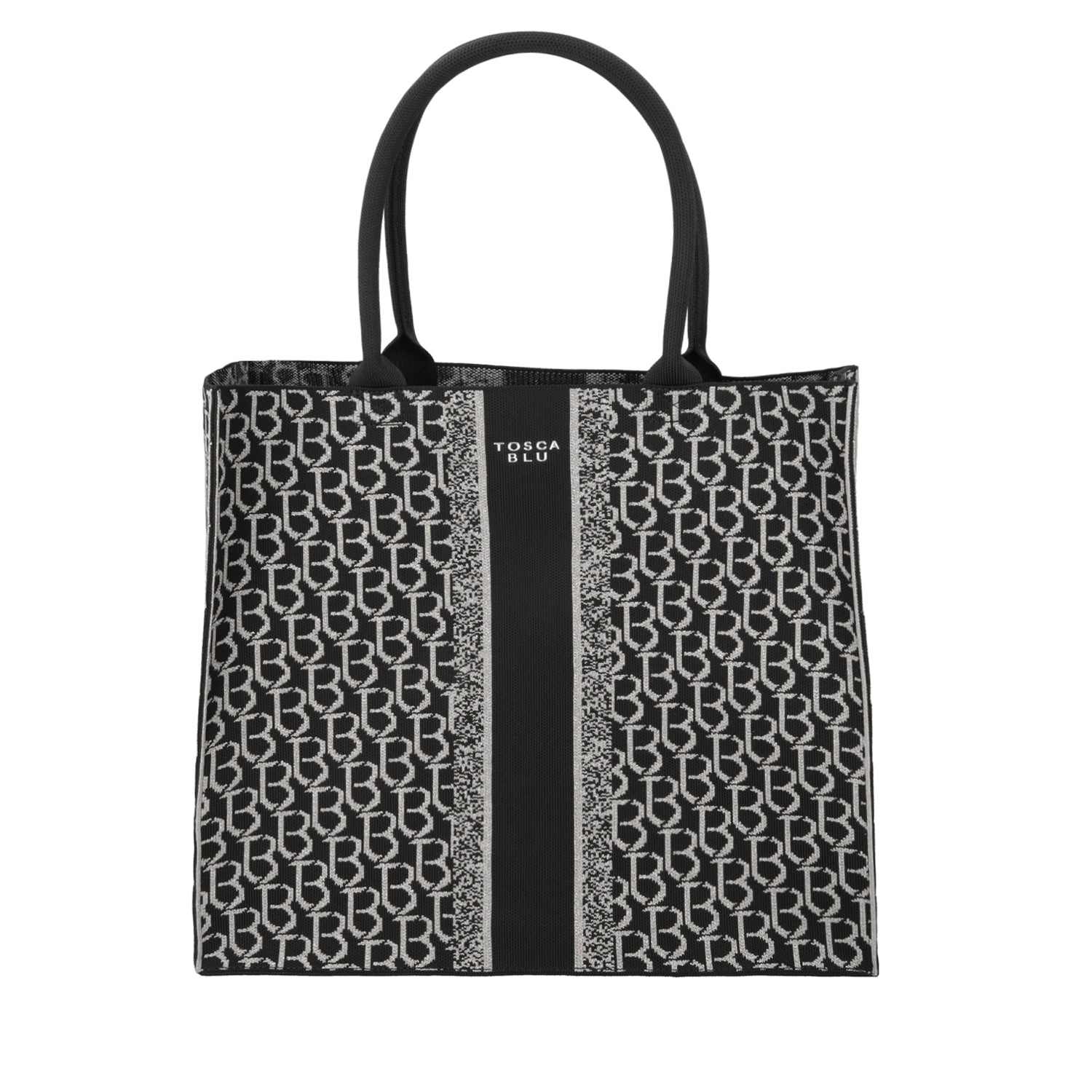 BLACK LARGE SAINT TROPEZ LOGO SHOPPING BAG