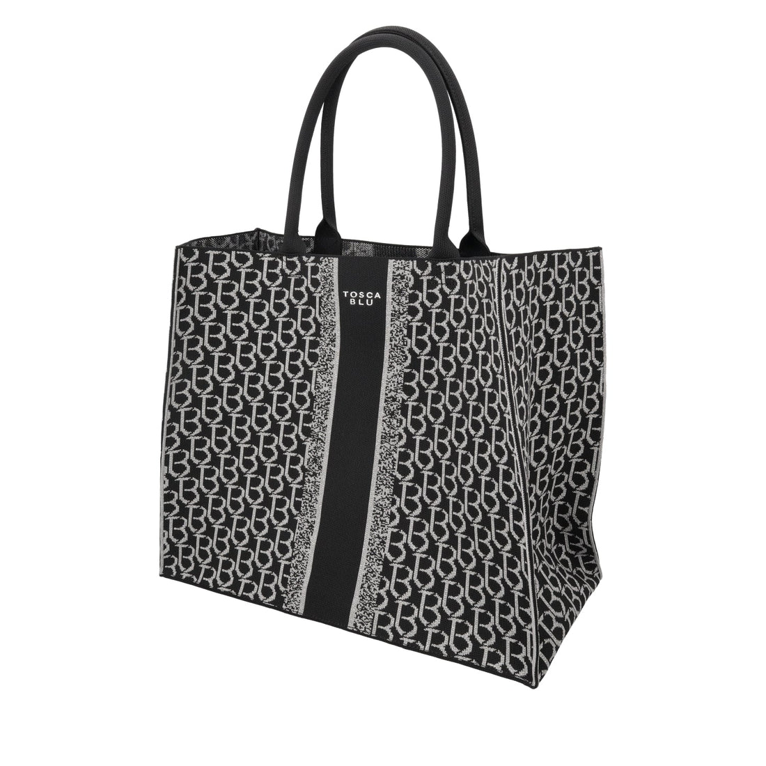 BLACK LARGE SAINT TROPEZ LOGO SHOPPING BAG