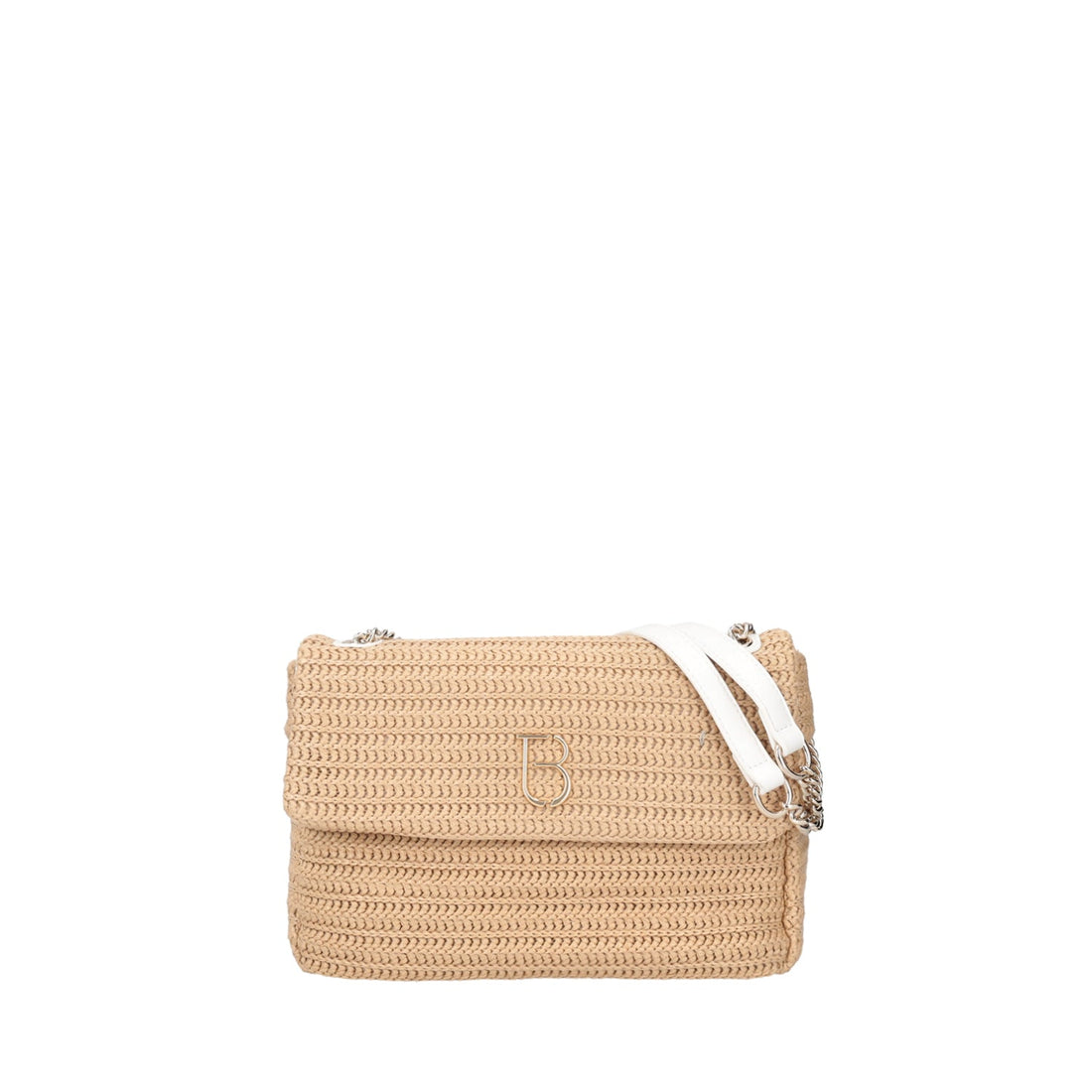 BEIGE MYKONOS SHOULDER BAG WITH FLAP