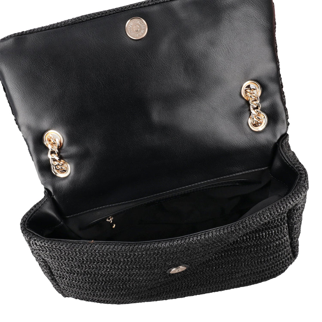 BLACK MYKONOS SHOULDER BAG WITH FLAP