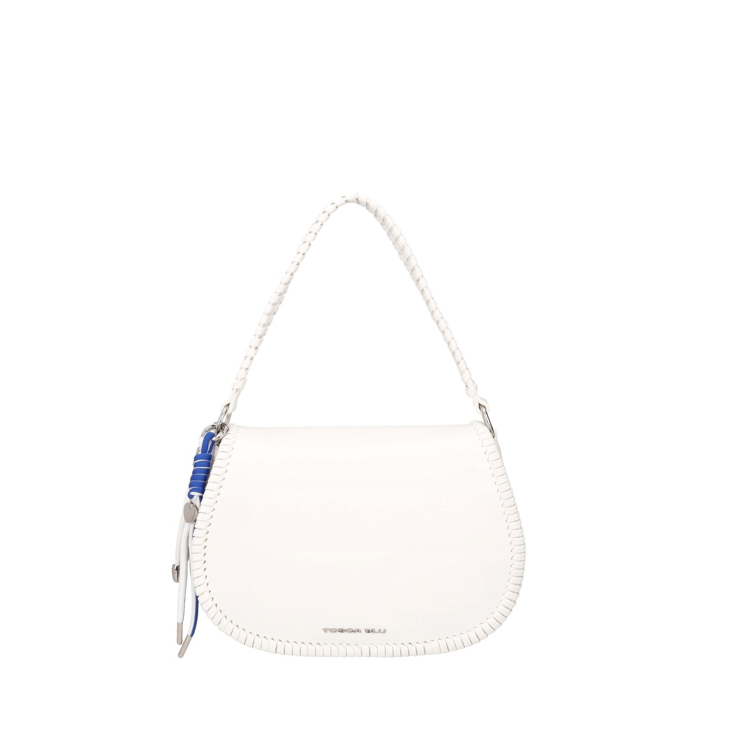 WHITE AMALFI SHOULDER BAG WITH FLAP