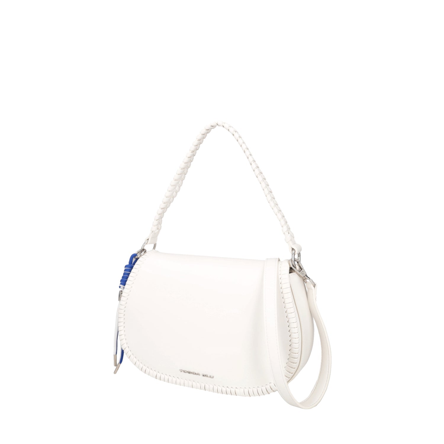 WHITE AMALFI SHOULDER BAG WITH FLAP