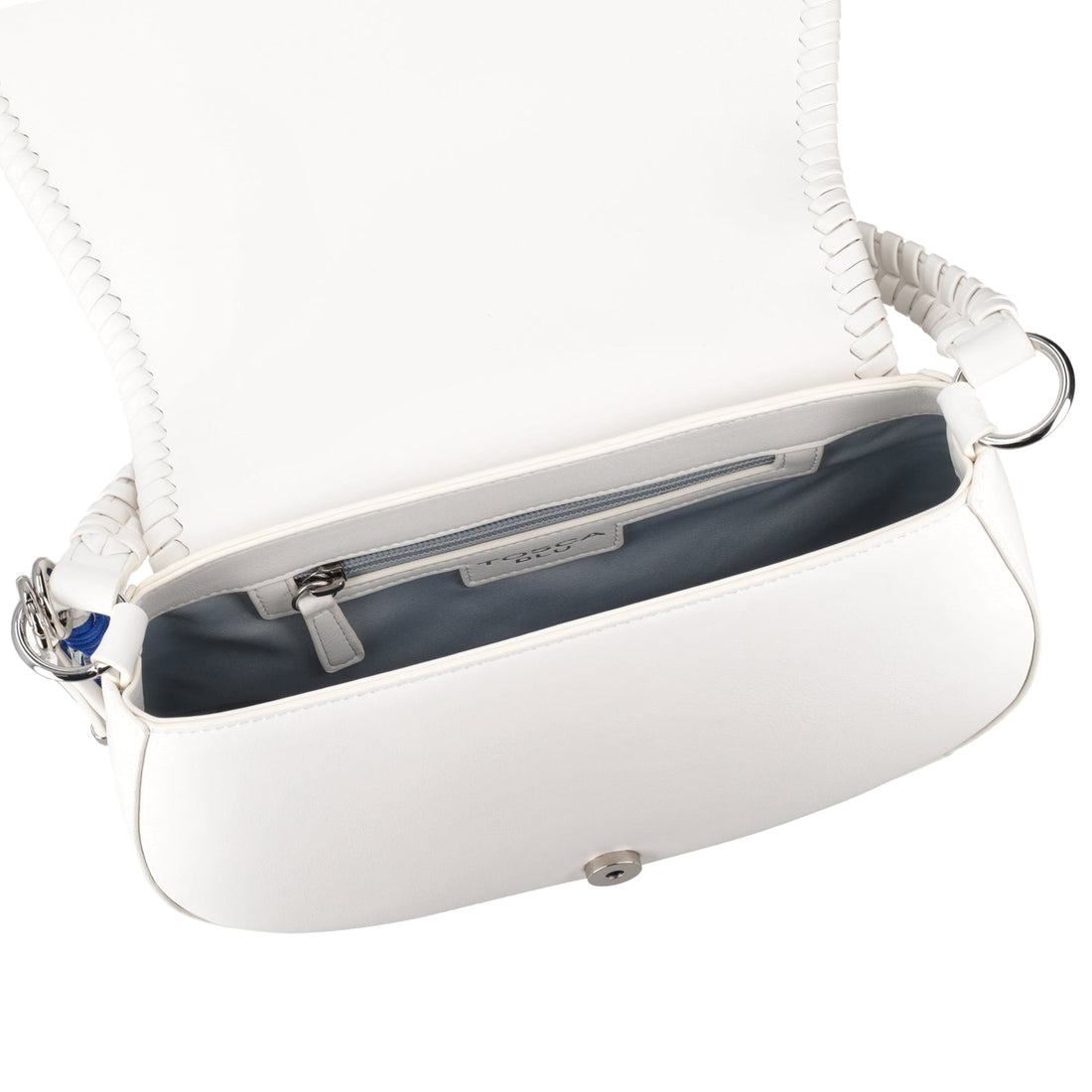 WHITE AMALFI SHOULDER BAG WITH FLAP