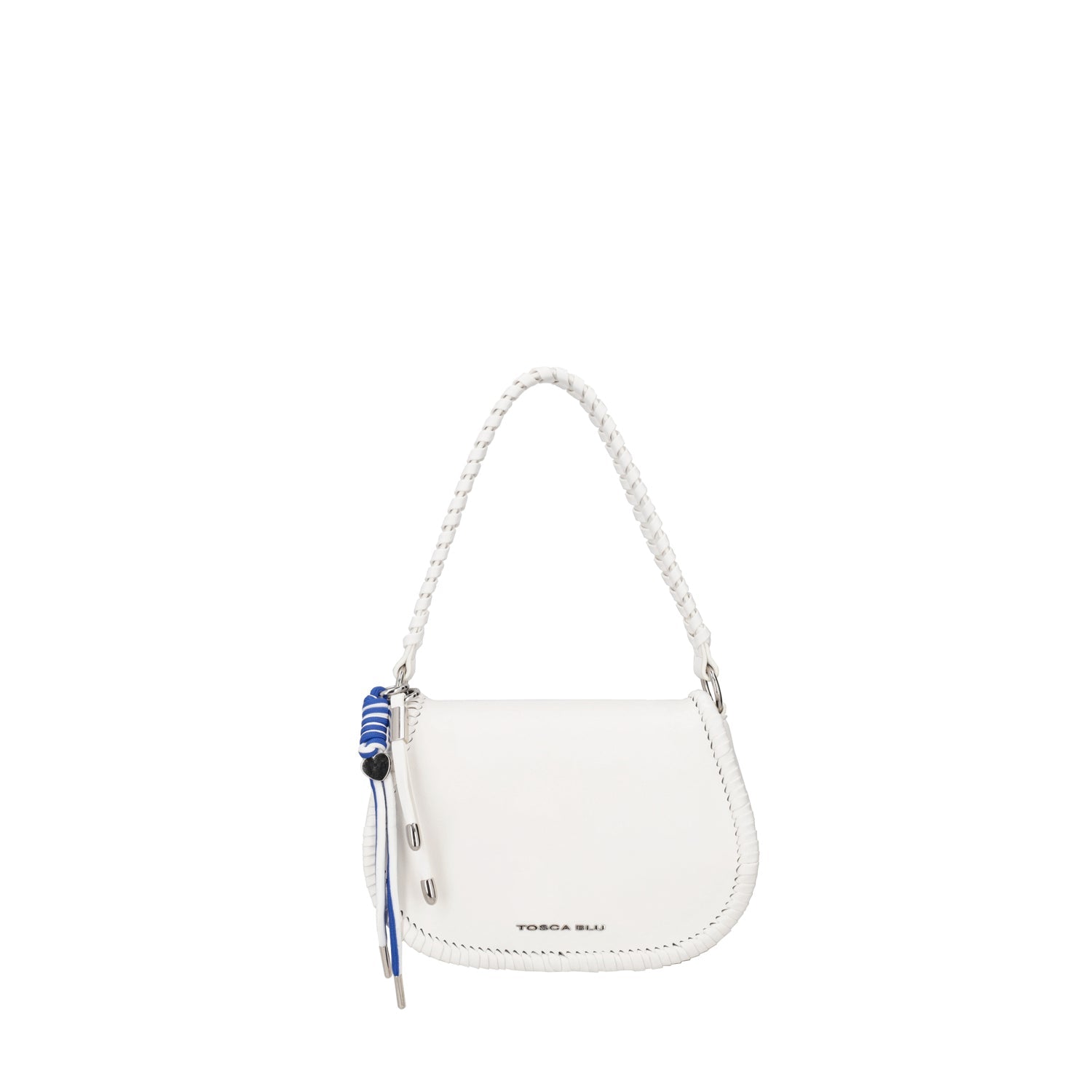 WHITE SMALL AMALFI SHOULDER BAG WITH FLAP